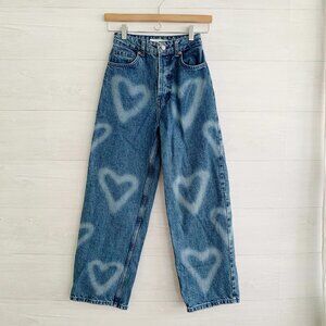 Topshop Blue Heart Patterned Jeans